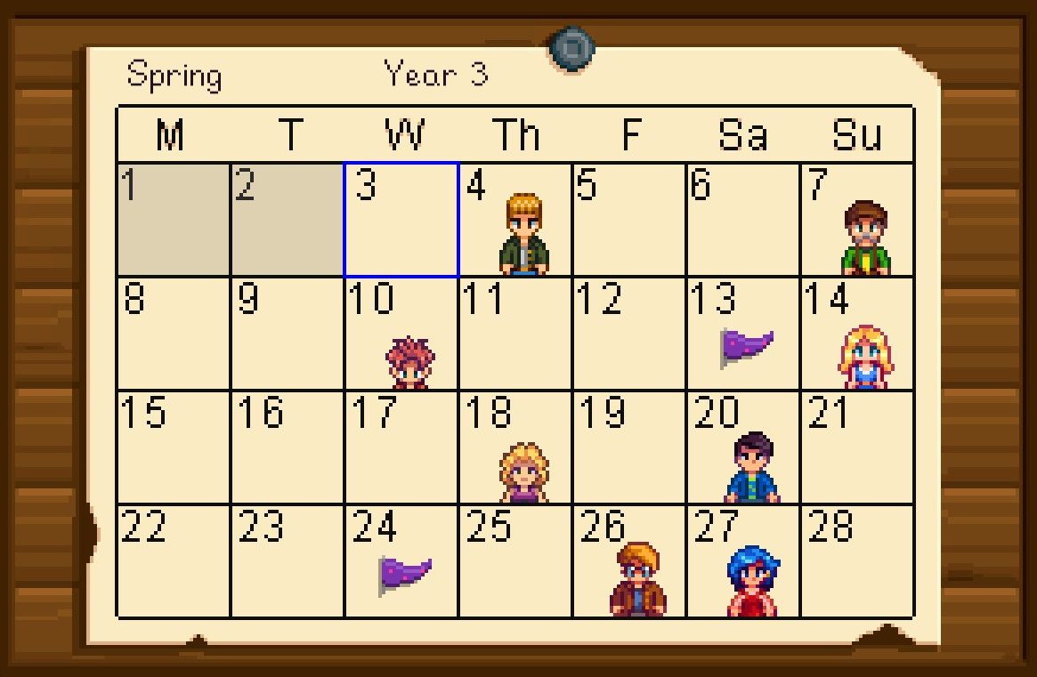 Stardew Valley Calender Customize and Print